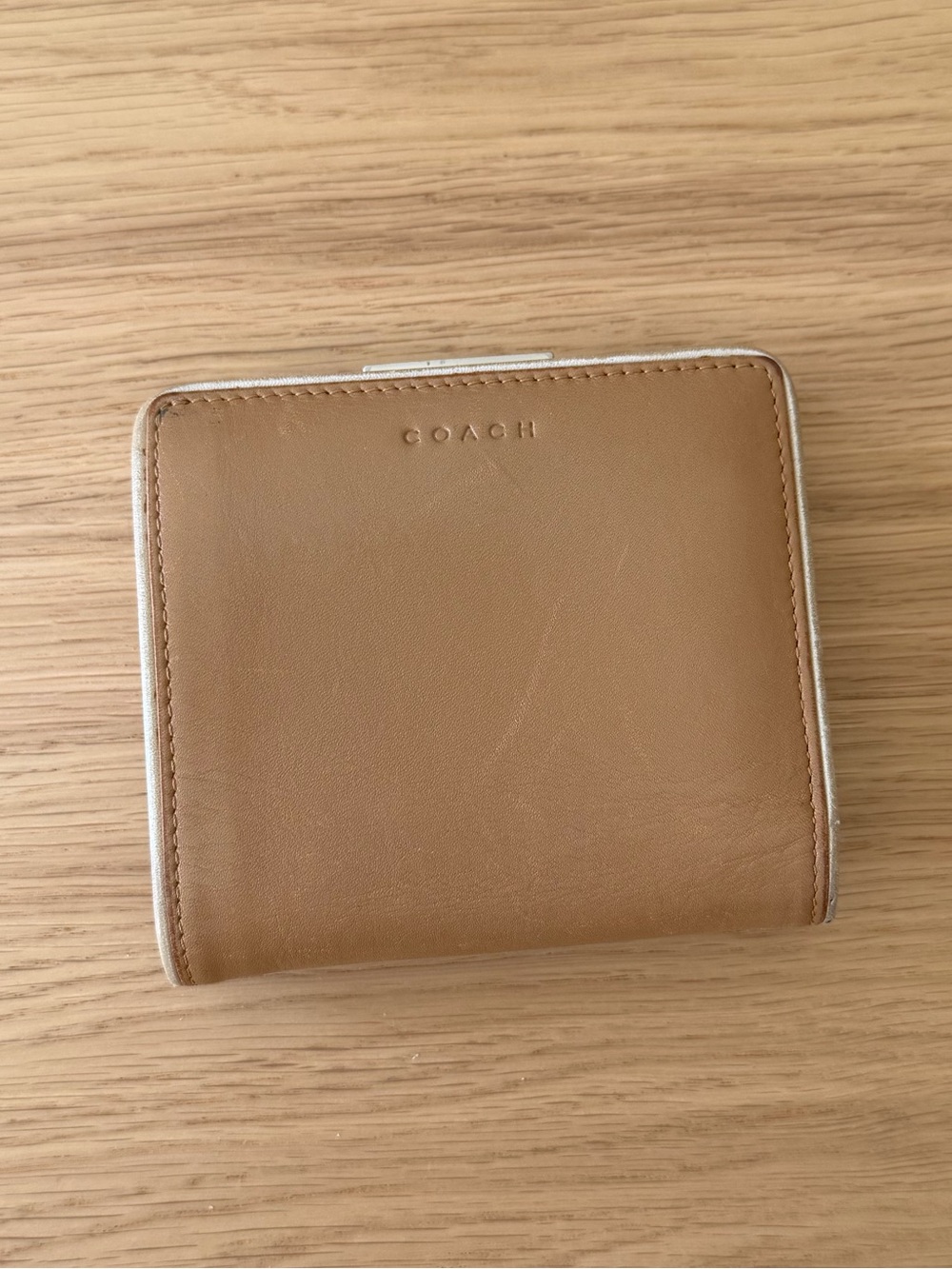 Coach Tan Leather Compact Wallet